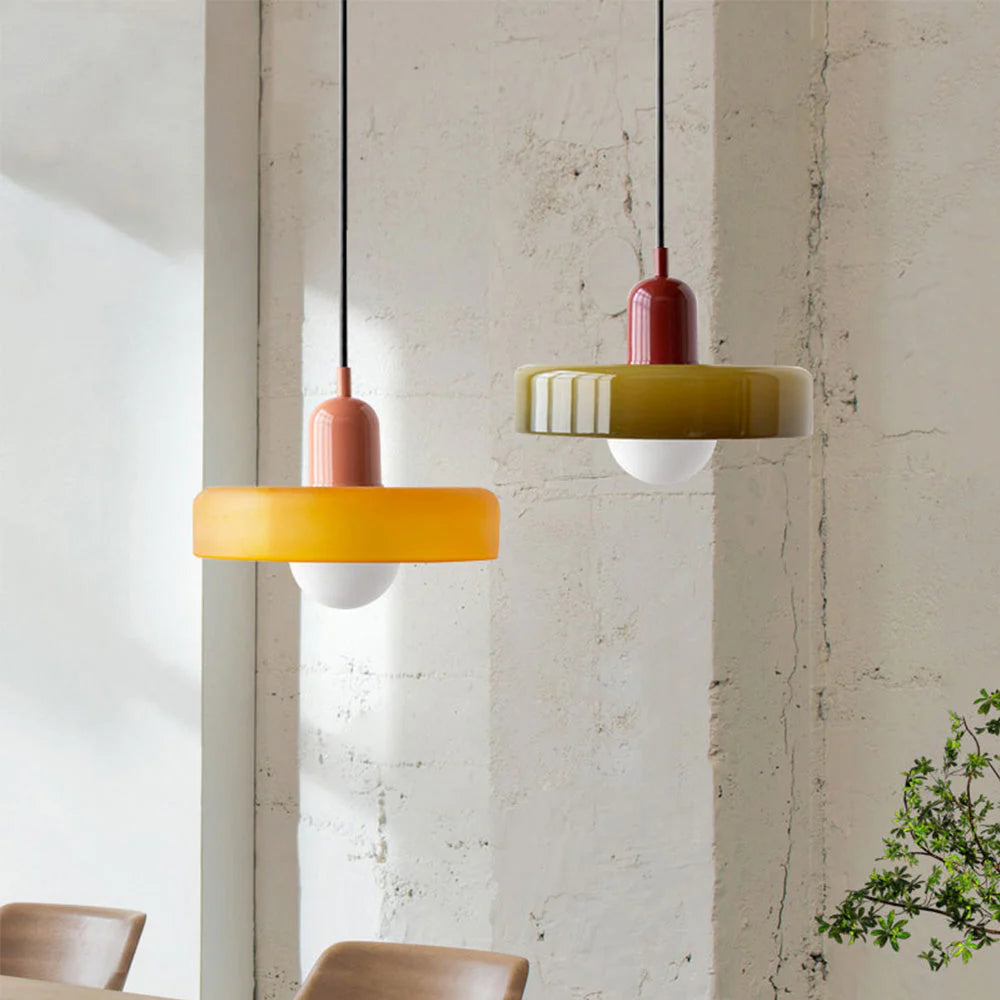 Bunte Glas-Pendelleuchte