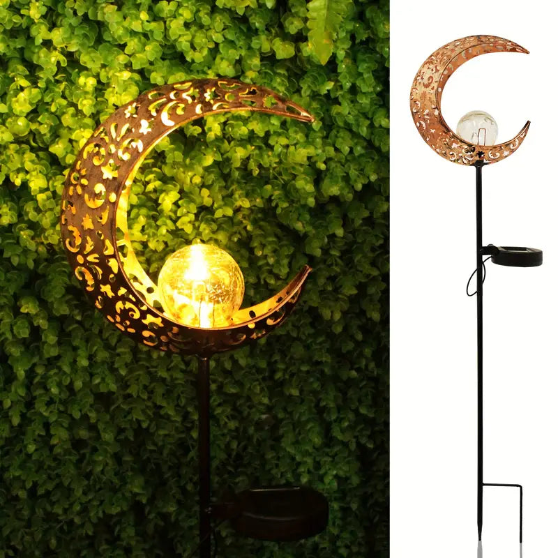 Solar Gartenleuchte aus Metall – Wasserdichtes LED Design in Mond-, Flammen-, Sonnen- oder Sternform