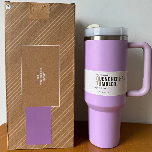 Isolierter Edelstahl Reisebecher – 40oz Großer Becher Mit Griff, Auslaufsicherem Deckel & Strohhalm