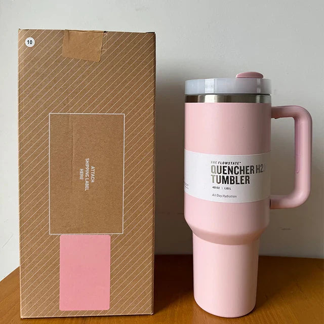 Isolierter Edelstahl Reisebecher – 40oz Großer Becher Mit Griff, Auslaufsicherem Deckel & Strohhalm