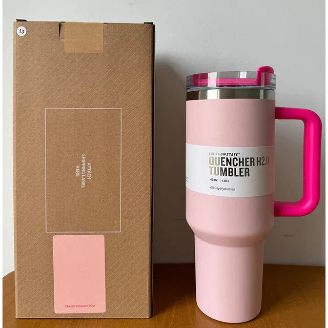 Isolierter Edelstahl Reisebecher – 40oz Großer Becher Mit Griff, Auslaufsicherem Deckel & Strohhalm