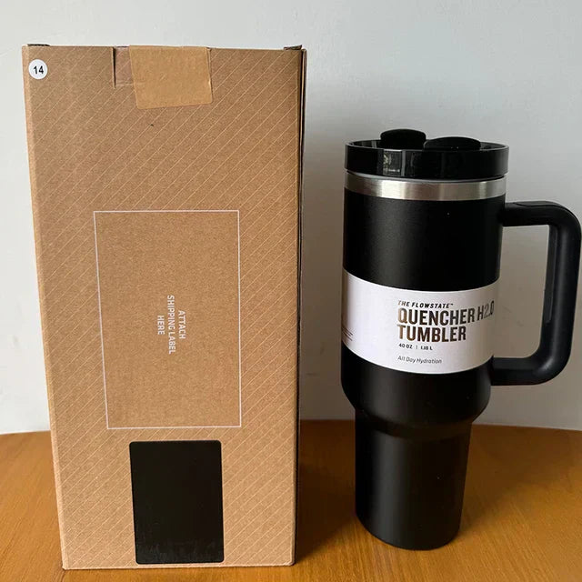 Isolierter Edelstahl Reisebecher – 40oz Großer Becher Mit Griff, Auslaufsicherem Deckel & Strohhalm