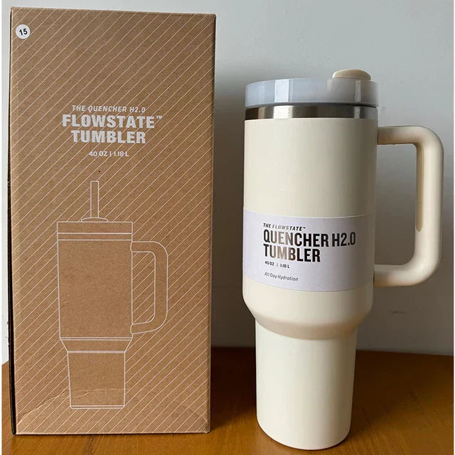 Isolierter Edelstahl Reisebecher – 40oz Großer Becher Mit Griff, Auslaufsicherem Deckel & Strohhalm