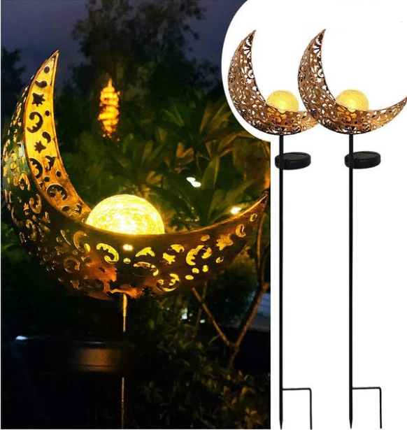 Solar Gartenleuchte aus Metall – Wasserdichtes LED Design in Mond-, Flammen-, Sonnen- oder Sternform