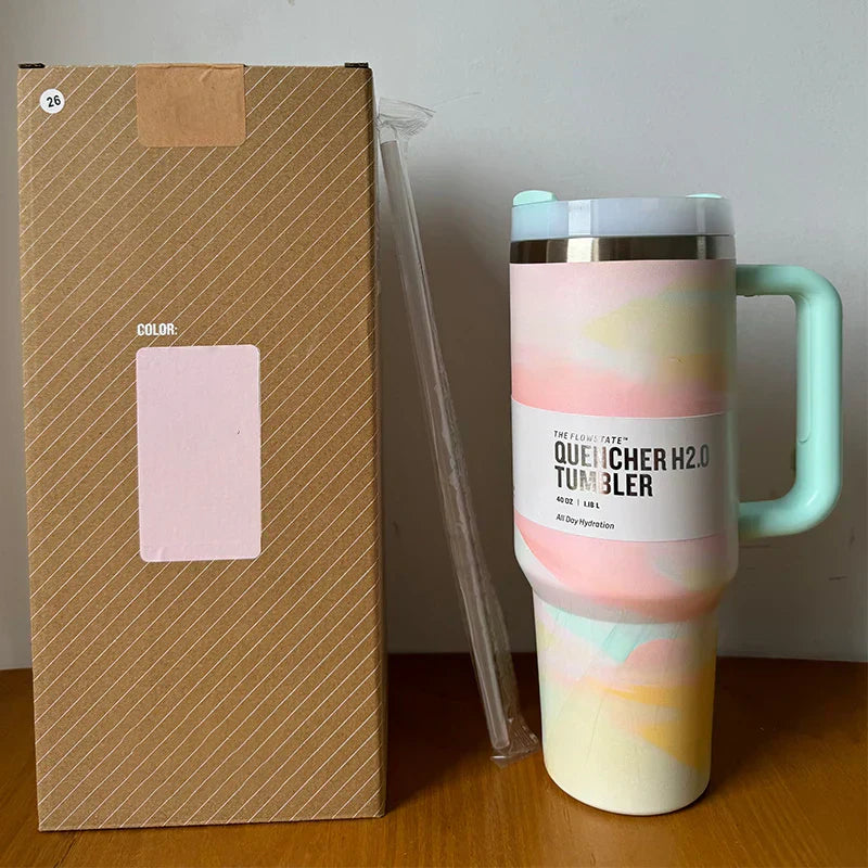 Isolierter Edelstahl Reisebecher – 40oz Großer Becher Mit Griff, Auslaufsicherem Deckel & Strohhalm