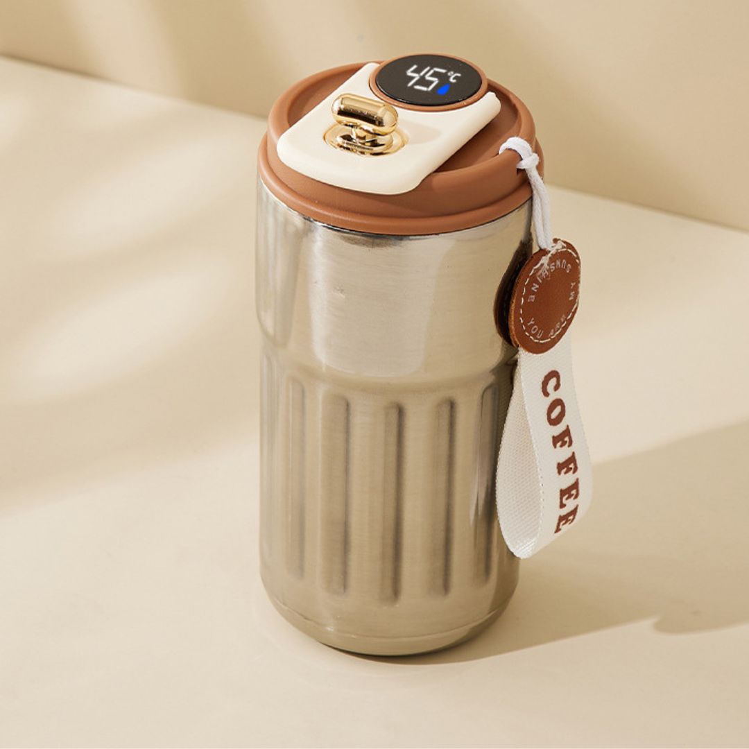 Edelstahl Kaffebecher mit LED Temperatur Anzeige 450 ML