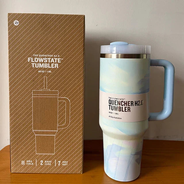 Isolierter Edelstahl Reisebecher – 40oz Großer Becher Mit Griff, Auslaufsicherem Deckel & Strohhalm