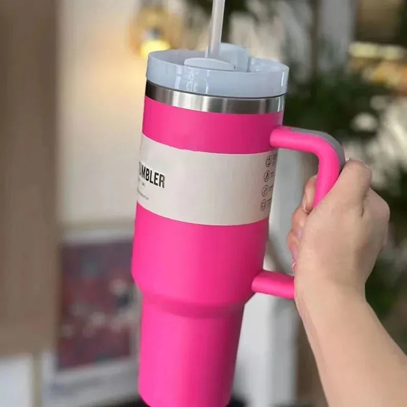 Isolierter Edelstahl Reisebecher – 40oz Großer Becher Mit Griff, Auslaufsicherem Deckel & Strohhalm