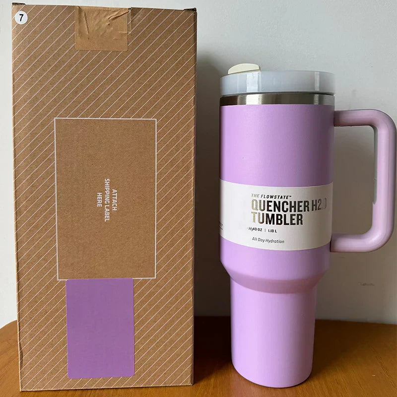 Isolierter Edelstahl Reisebecher – 40oz Großer Becher Mit Griff, Auslaufsicherem Deckel & Strohhalm