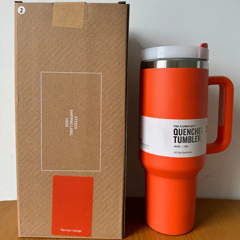 Isolierter Edelstahl Reisebecher – 40oz Großer Becher Mit Griff, Auslaufsicherem Deckel & Strohhalm