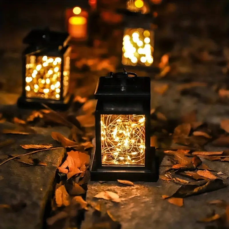 Solar LED Laterne mit Lichterdraht und Aufhängeclip – Wasserdichte Gartenbeleuchtung für Terrasse und Balkon