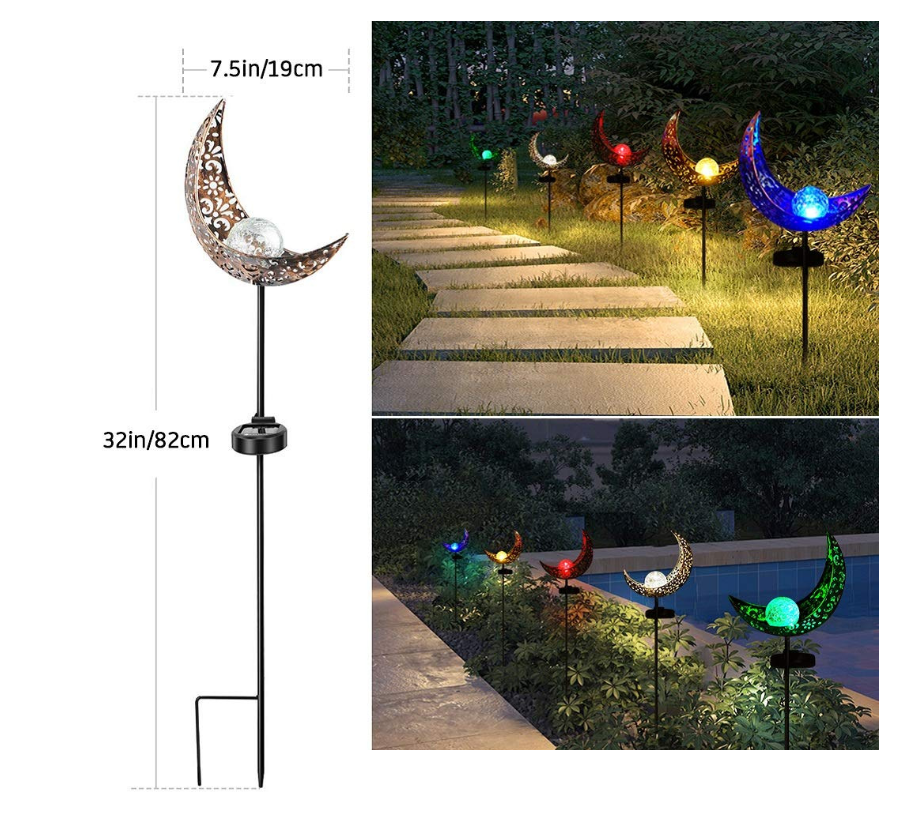 Solar Gartenleuchte aus Metall – Wasserdichtes LED Design in Mond-, Flammen-, Sonnen- oder Sternform