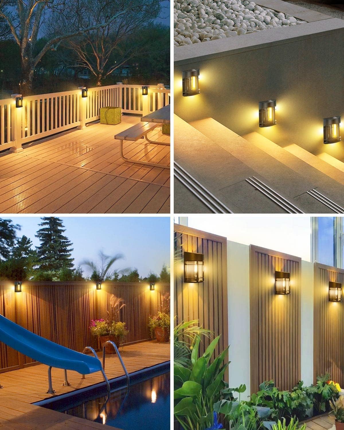 Außenwandleuchte mit Glas und Gitter – LED Gartenbeleuchtung, wetterfest für Terrasse & Balkon
