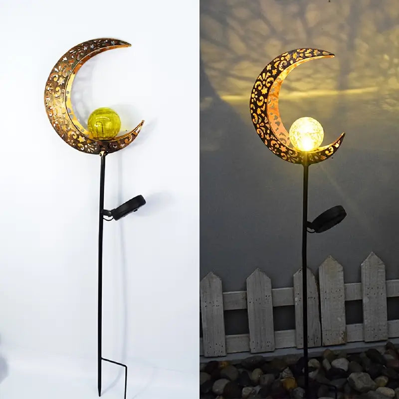 Solar Gartenleuchte aus Metall – Wasserdichtes LED Design in Mond-, Flammen-, Sonnen- oder Sternform