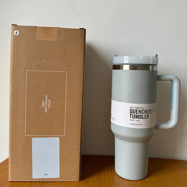 Isolierter Edelstahl Reisebecher – 40oz Großer Becher Mit Griff, Auslaufsicherem Deckel & Strohhalm