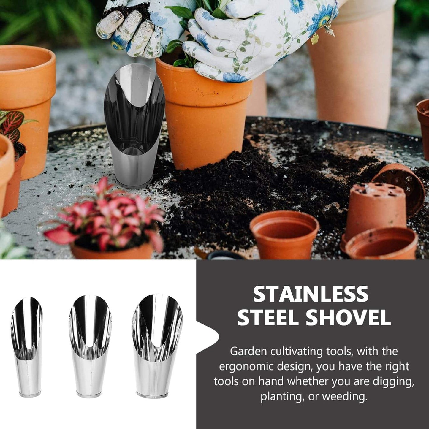 Edelstahl Schaufel für Blumenerde – Robuste Pflanzschaufel für Garten und Balkon