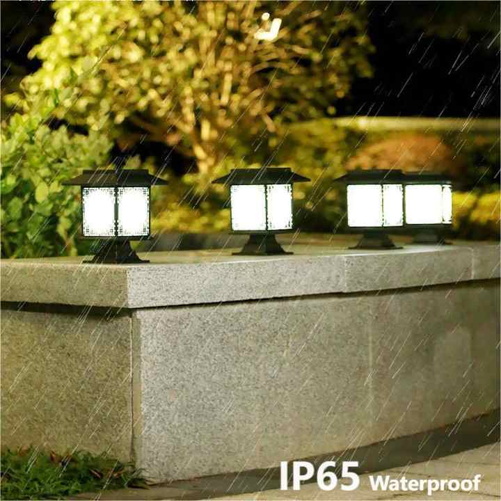 Solar LED Gartenlampe – Große quadratische Lampe mit warmem Licht und dualer Nutzung