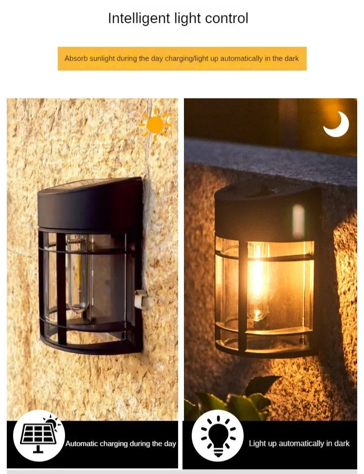 Außenwandleuchte mit Glas und Gitter – LED Gartenbeleuchtung, wetterfest für Terrasse & Balkon
