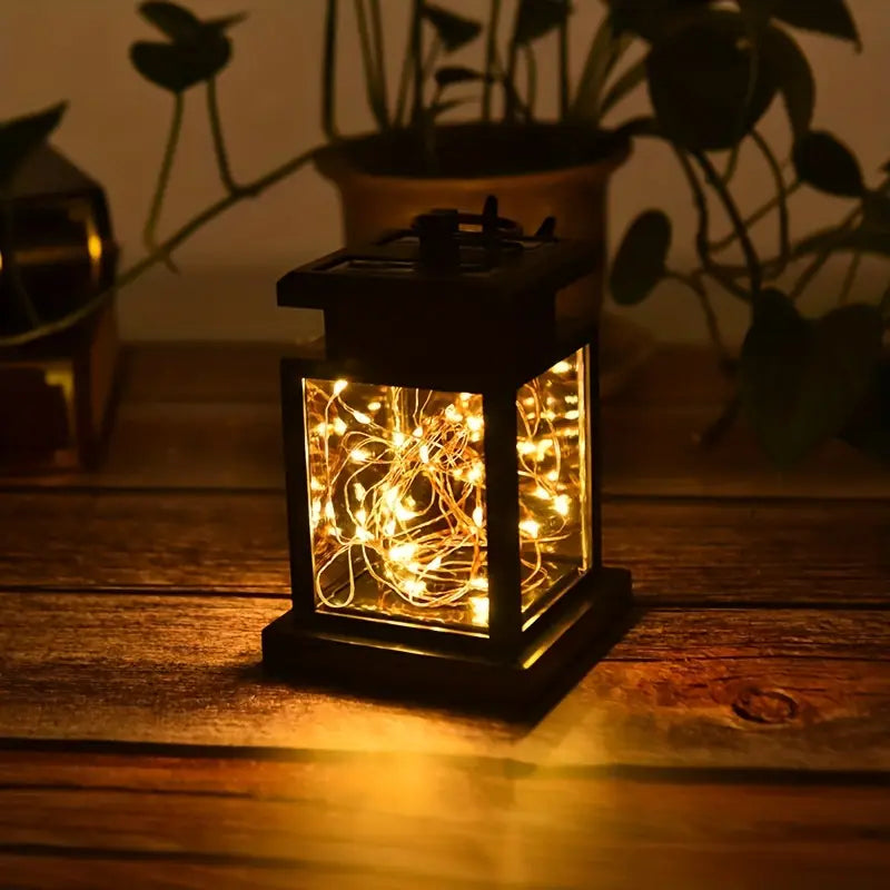 Solar LED Laterne mit Lichterdraht und Aufhängeclip – Wasserdichte Gartenbeleuchtung für Terrasse und Balkon