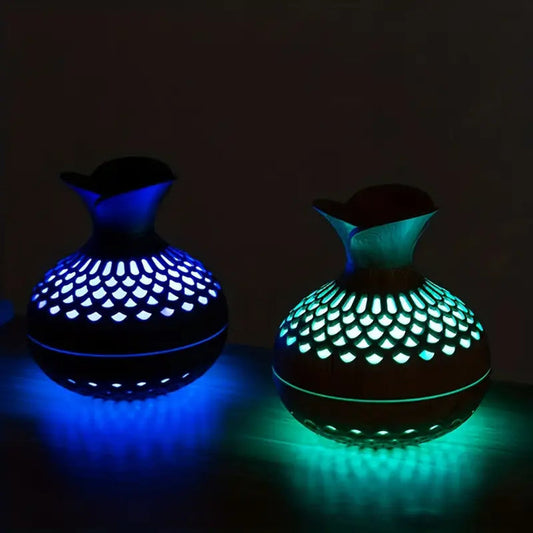 Aromatherapie-luftbefeuchter Mit LED – Diffuser In Holzoptik & Nachtlicht
