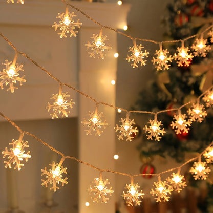 LED Schneeflocken Lichterkette für Innen und Außen – Dekorative Beleuchtung mit Warmweiß oder Buntlicht