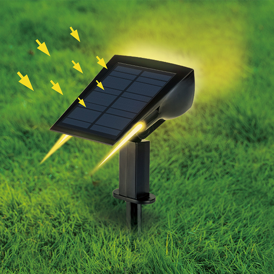 Solar LED Strahler – Außenbeleuchtung mit Solarplatte für Garten und Wege