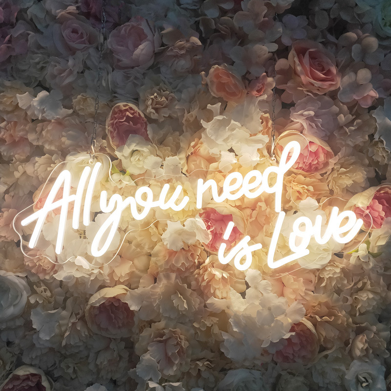Neon Schriftzug 'All You Need is Love' – Dekorative LED Wandbeleuchtung für Innenbereich