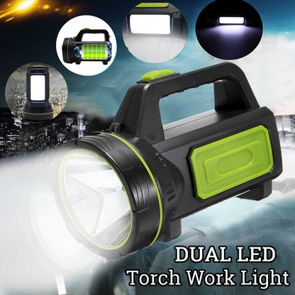 LED Taschenlampe mit Seitenscheinwerfer – Tragbare Arbeitslampe für Camping und Notfälle