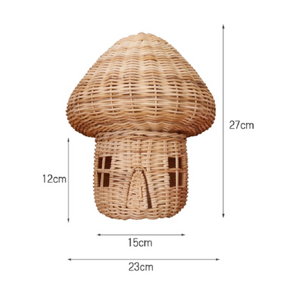 Handgefertigtes Rattan Pilzhaus Ornament – Wunderschöne Dekoration aus Geflecht für Zuhause