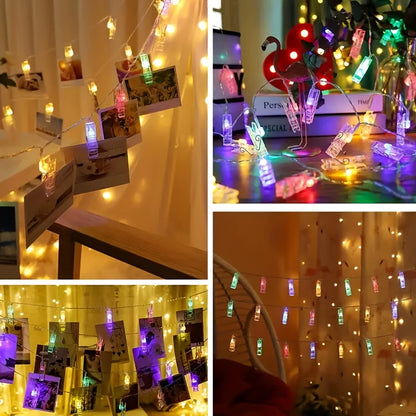 LED Fotoclips Lichterkette mit Batteriebetrieb – Farbwechselnde Lichter zur Dekoration und Fotopräsentation