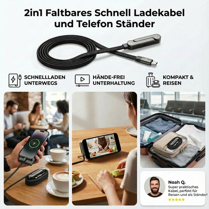2in1 Faltbares Schnell Ladekabel und Telefon Ständer