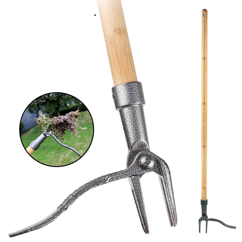 Unkrautzieher mit 4-Krallen-Kopf – Effektives Gartenwerkzeug aus Eisen zur Wurzelentfernung