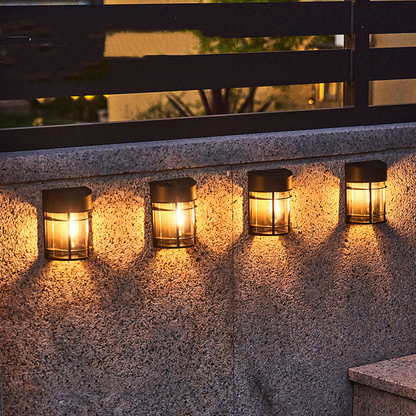 Außenwandleuchte mit Glas und Gitter – LED Gartenbeleuchtung, wetterfest für Terrasse & Balkon