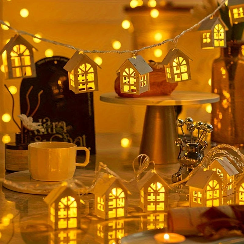 LED Lichterkette mit Mini-Häusern – Dekorative Weihnachtsbeleuchtung für Innenbereich