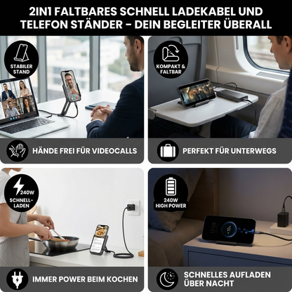 2in1 Faltbares Schnell Ladekabel und Telefon Ständer