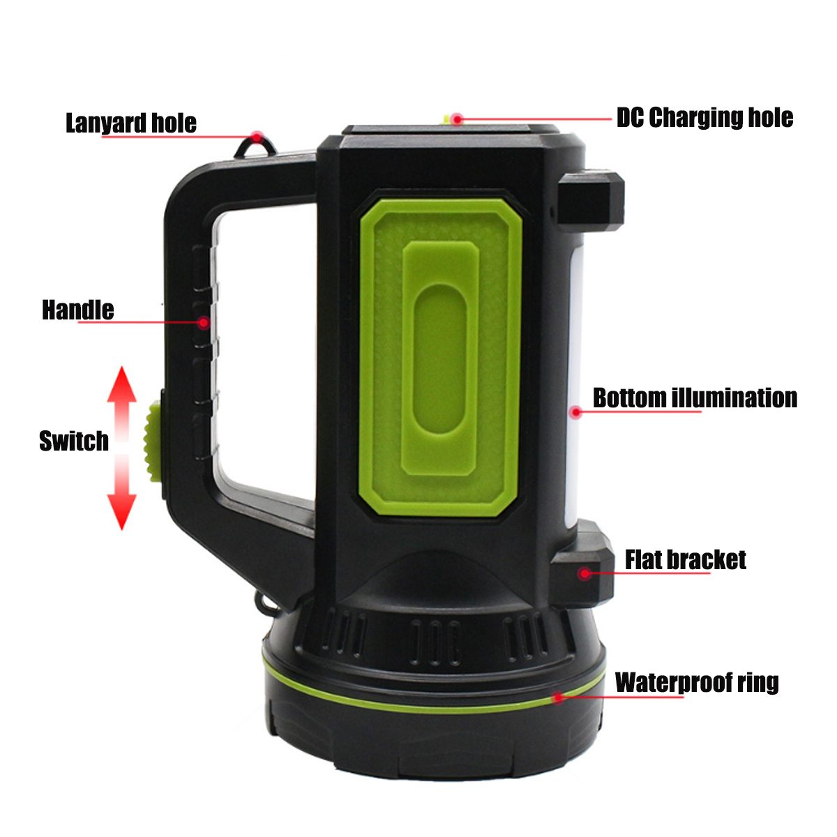 LED Taschenlampe mit Seitenscheinwerfer – Tragbare Arbeitslampe für Camping und Notfälle