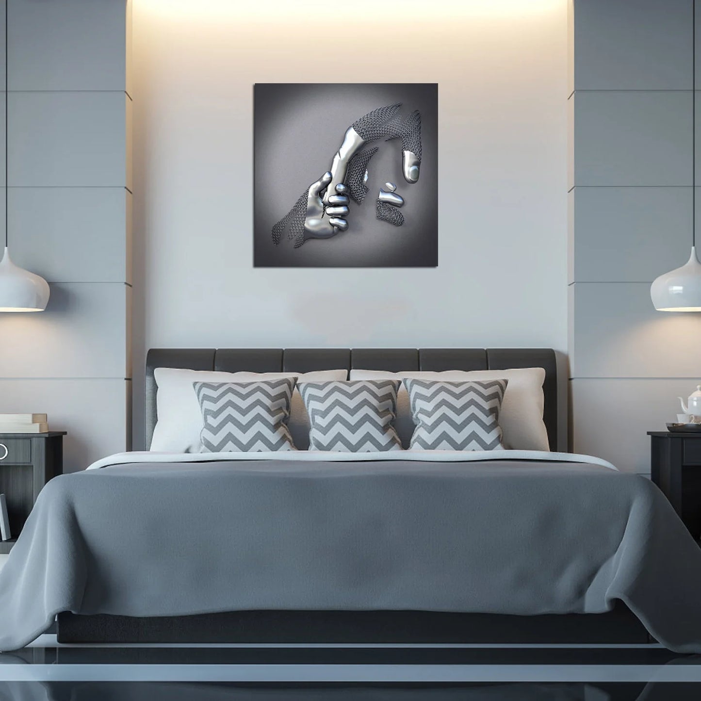 Liebes-Canvas mit Eleganter Metallfigur in Modernem Design