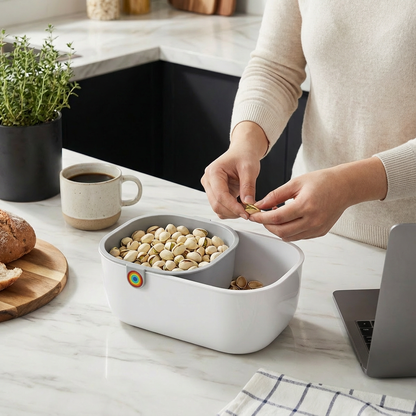 Praktische Snack Schüssel mit 2 Ebenen