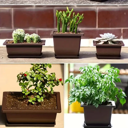 Pflanzkübel mit Untersetzer – Rechteckiger Blumentopf für Garten und Balkon