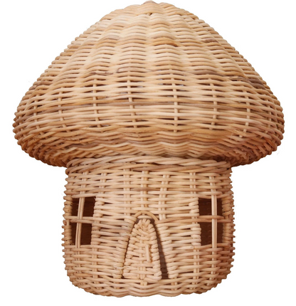 Handgefertigtes Rattan Pilzhaus Ornament – Wunderschöne Dekoration aus Geflecht für Zuhause