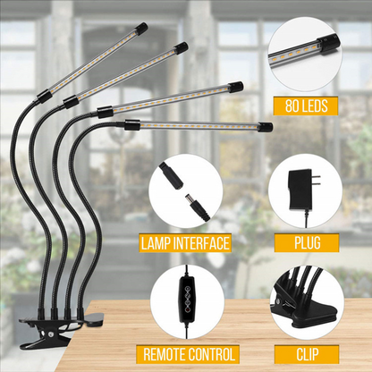 Pflanzenwachstumslicht mit 4 Flexiblen Armen und Dimmfunktion für Indoor-Gärten