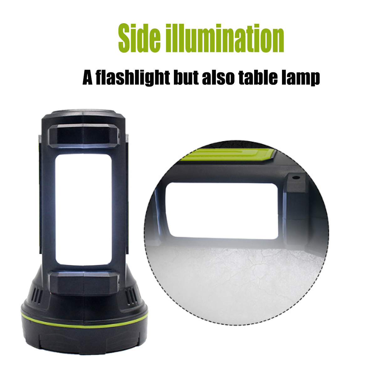 LED Taschenlampe mit Seitenscheinwerfer – Tragbare Arbeitslampe für Camping und Notfälle