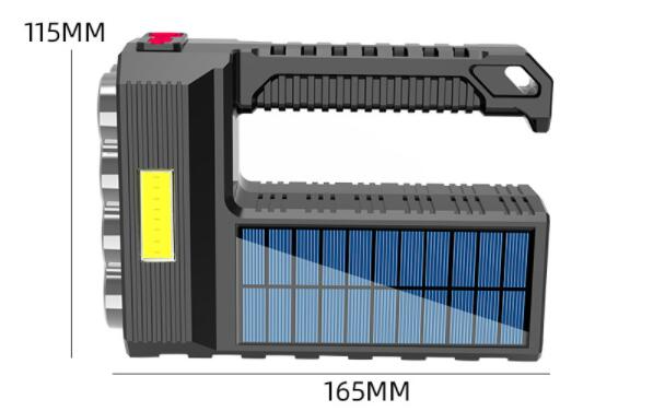 Solar LED Taschenlampe – Wasserdichter, leistungsstarker Handstrahler mit Lithium-Batterie
