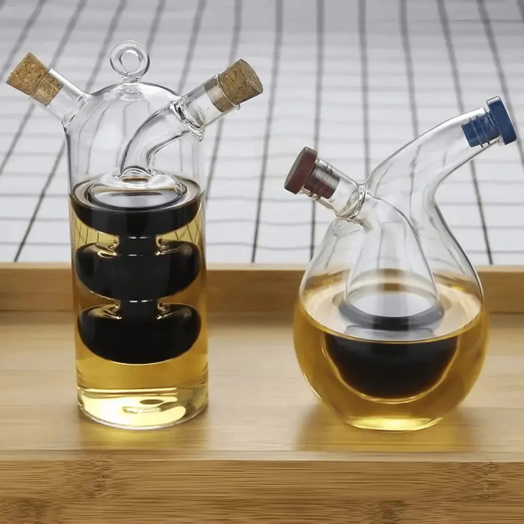 Öl- & Essigspender – Doppelte Glasflasche für stilvolles Servieren & Aufbewahren