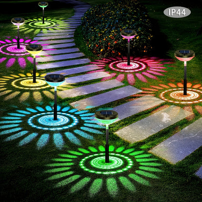Solar Gartenlampe mit Farbwechsel – LED Gartenbeleuchtung für den Außenbereich mit Blütenmuster