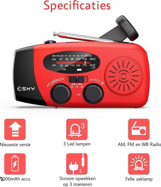 Notfall-Solar-Radio mit Kurbel – Tragbares Dynamo-Radio mit Powerbank & LED-Taschenlampe