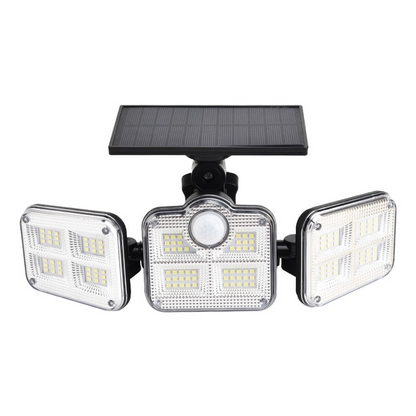 Solar LED Flutlicht mit Bewegungsmelder – 3-Strahler Außenbeleuchtung für Garten, Hof und Garage