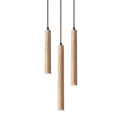 Schlichter Travertin LED Kronleuchter im Wabi-Sabi Design