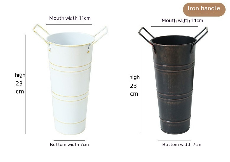Retro Eisen-Blumeneimer mit Griffen – Dekorativer Metallblumentopf für Zuhause