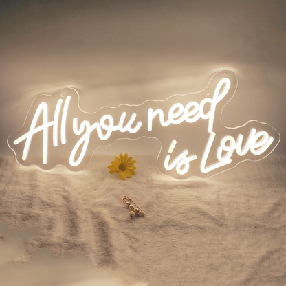 Neon Schriftzug 'All You Need is Love' – Dekorative LED Wandbeleuchtung für Innenbereich